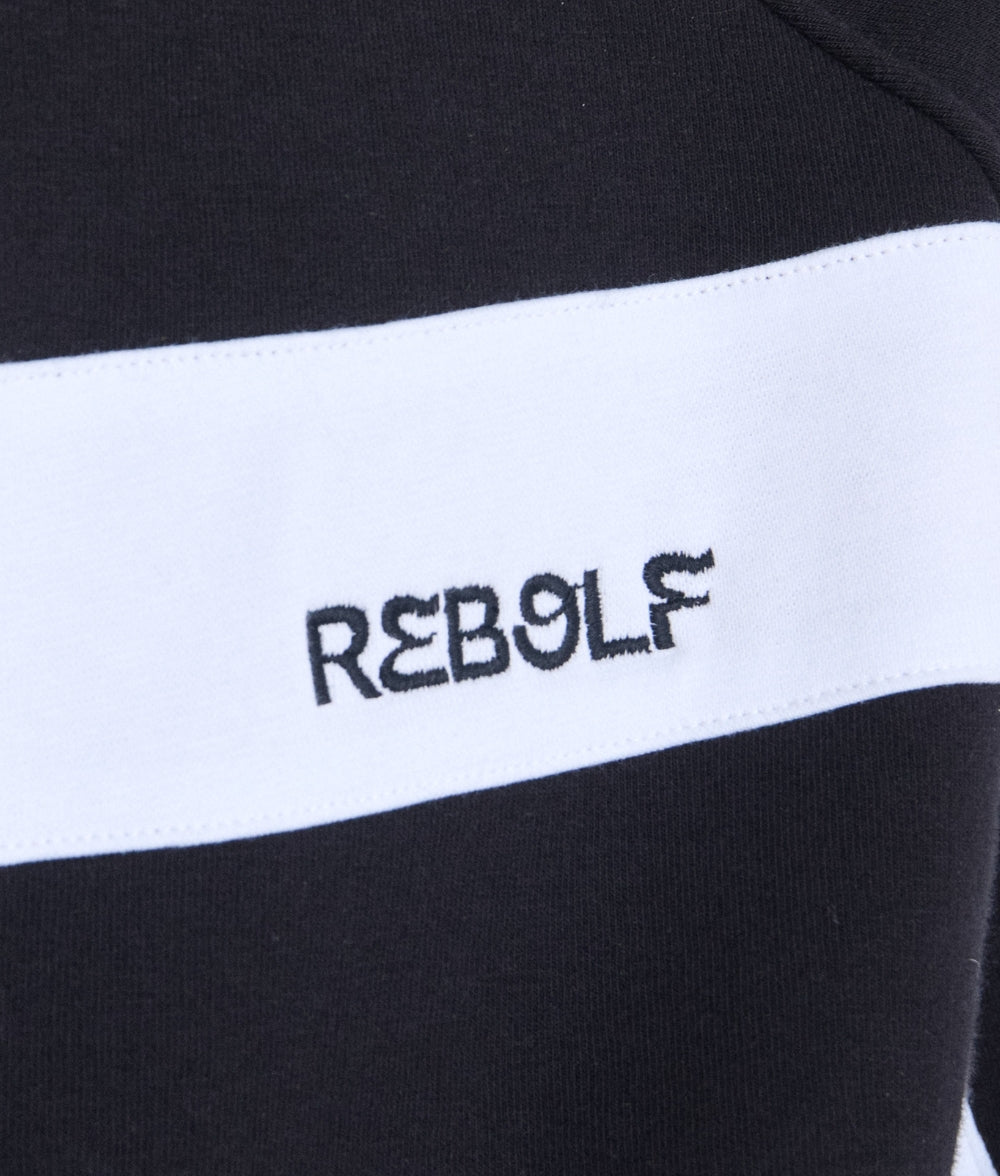 Golf Fashion Black and white striped Sweater fabric with 'REBOLF' branding