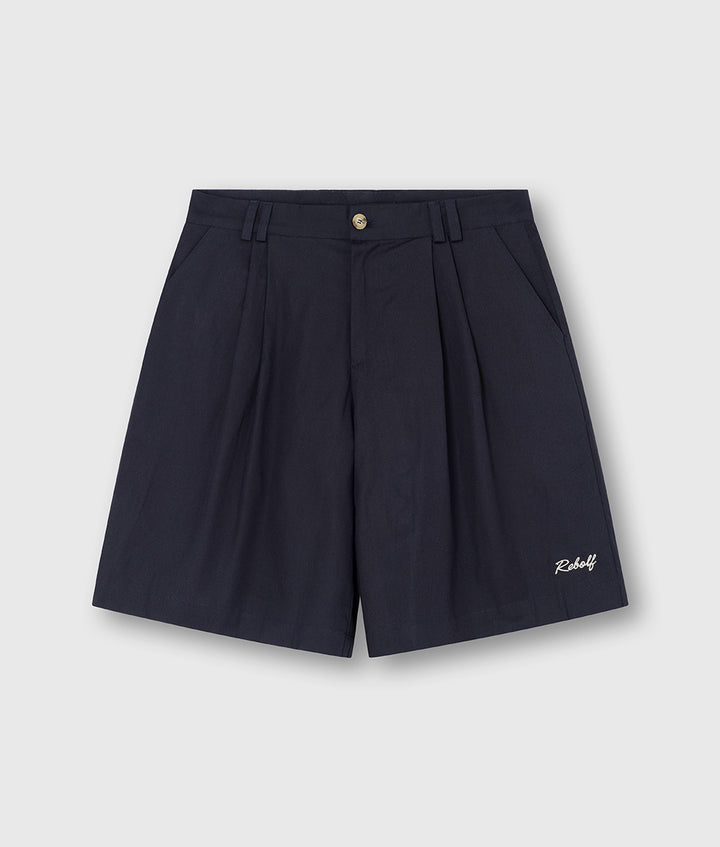 Riviera Navy Pleated Shorts