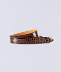 Rebolf Golf Fashion Brown crocodile-patterned belt with a silver buckle and a golf ball maker of caddy 