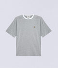 Golf Streetwear Gray Rebolf t-shirt with a small logo of our icon caddy on a light gray background