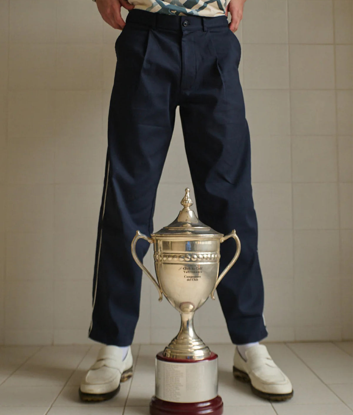 Pleated Navy Pants