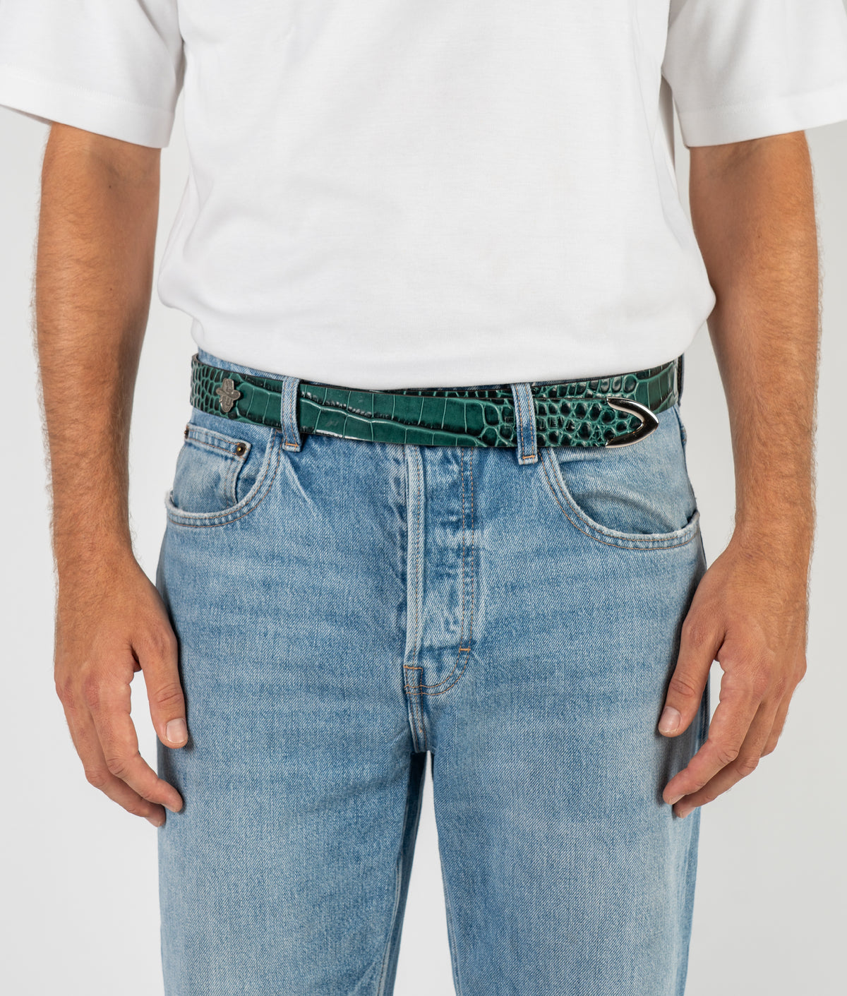 Rebolf x Balteus cinturó de velcro “Croco Green”